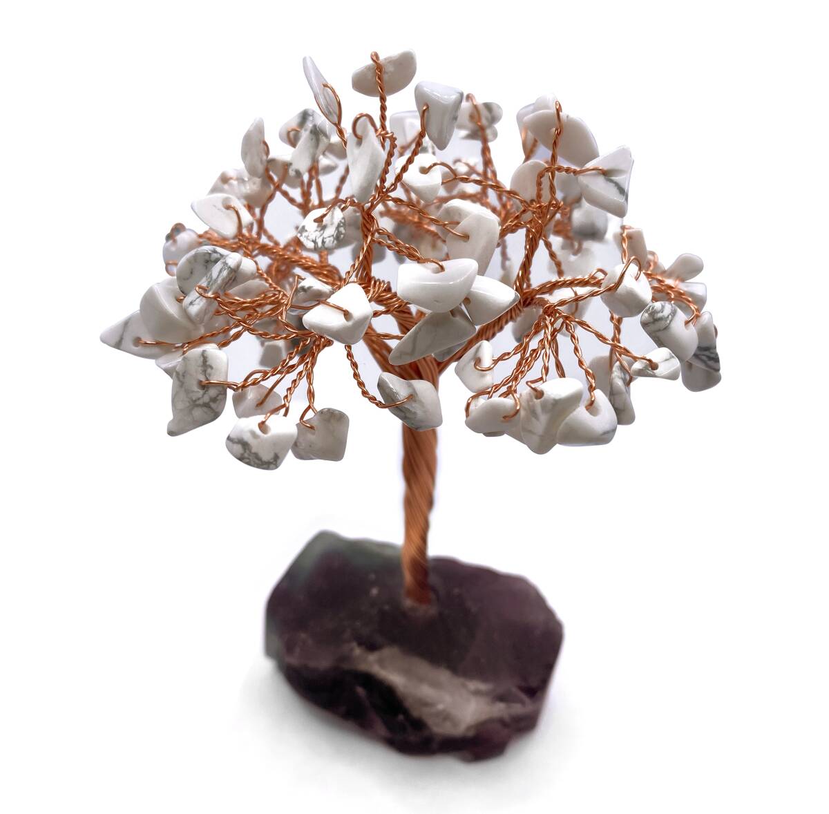 Sertifikalı Hakiki Orijinal Doğal Taş Havlit Ağaç - Alt Kısmı Mor Florit - 3