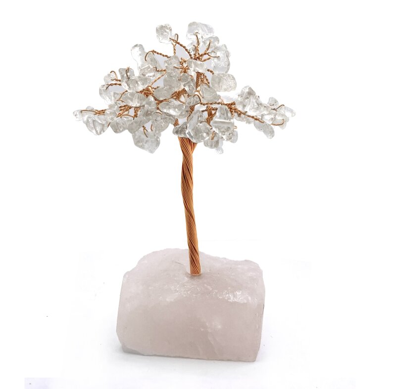 Sertifikalı Hakiki Orijinal Doğal Taş Kristal Kuvars Ağaç - Alt Kısmı Pembe Kuvars - 2