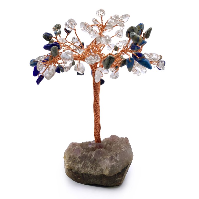 Sertifikalı Hakiki Orijinal Doğal Taş Lapis - Kristal Kuvars Ağaç - Alt Kısmı Ametist - 2