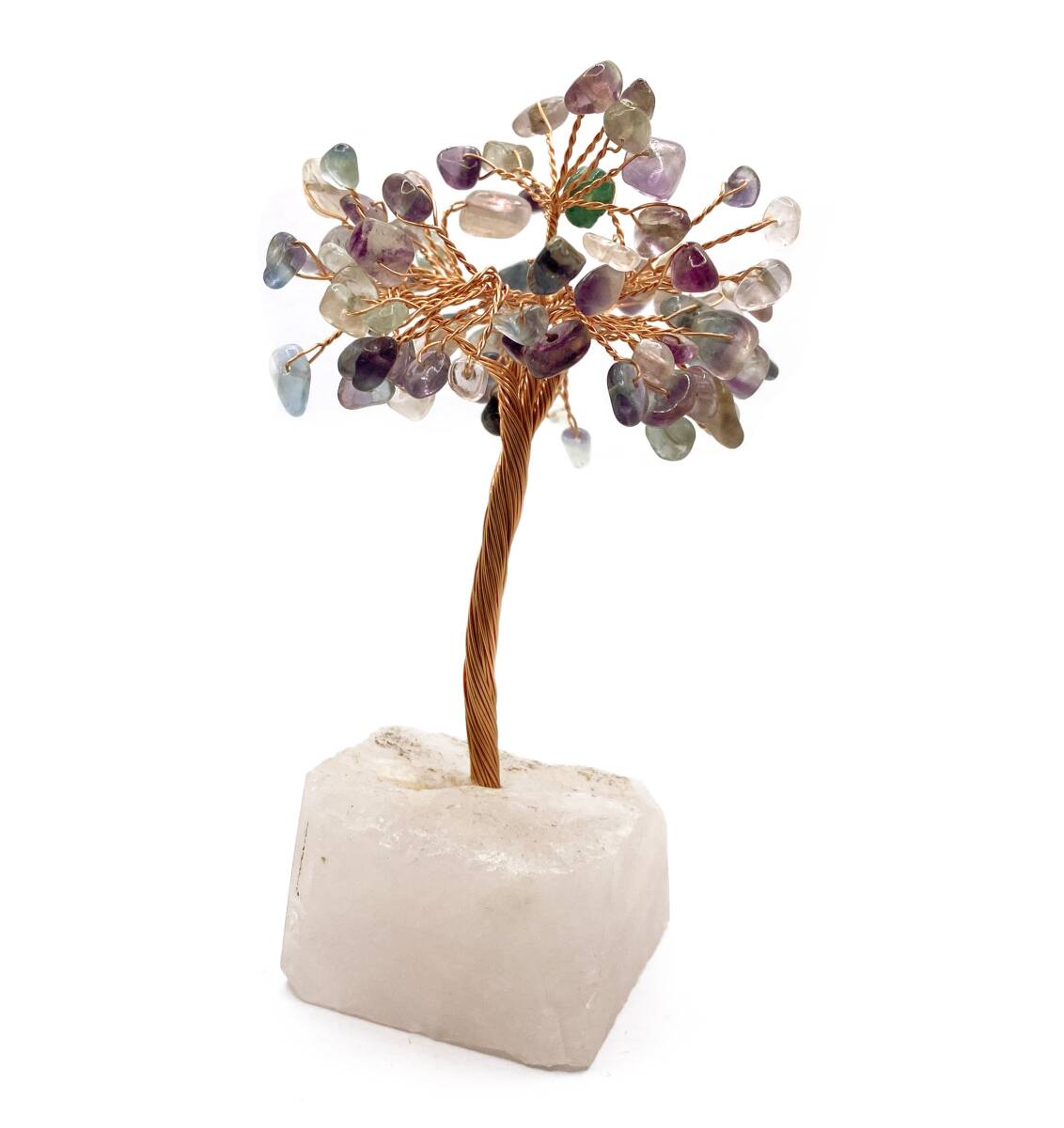 Sertifikalı Hakiki Orijinal Doğal Taş Mor Florit Ağaç - Alt Kısmı Pembe Kuvars - 2