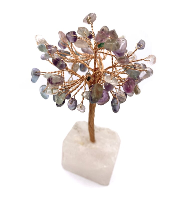 Sertifikalı Hakiki Orijinal Doğal Taş Mor Florit Ağaç - Alt Kısmı Pembe Kuvars - 3