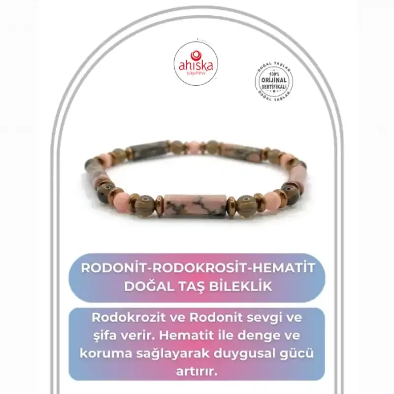 Sertifikalı Hakiki Rodonit-Rodokrozit-Hematit Doğal Taş Bileklik