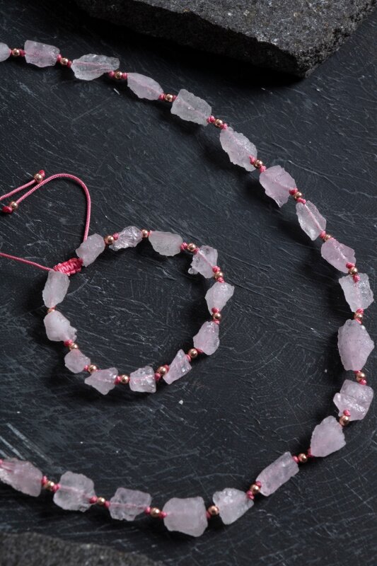 Sertifikalı Ham Pembe Kuvars Doğaltaş Takım - 2