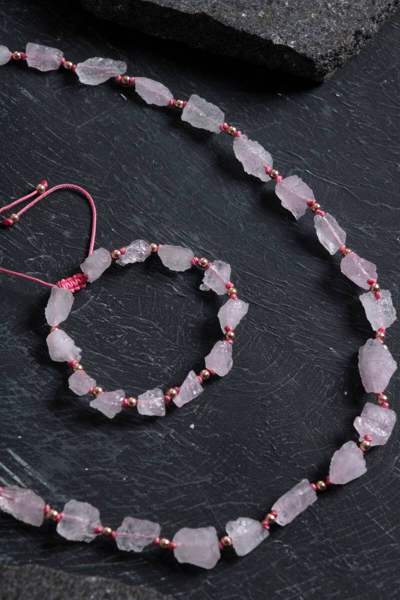 Sertifikalı Ham Pembe Kuvars Doğaltaş Takım - 2