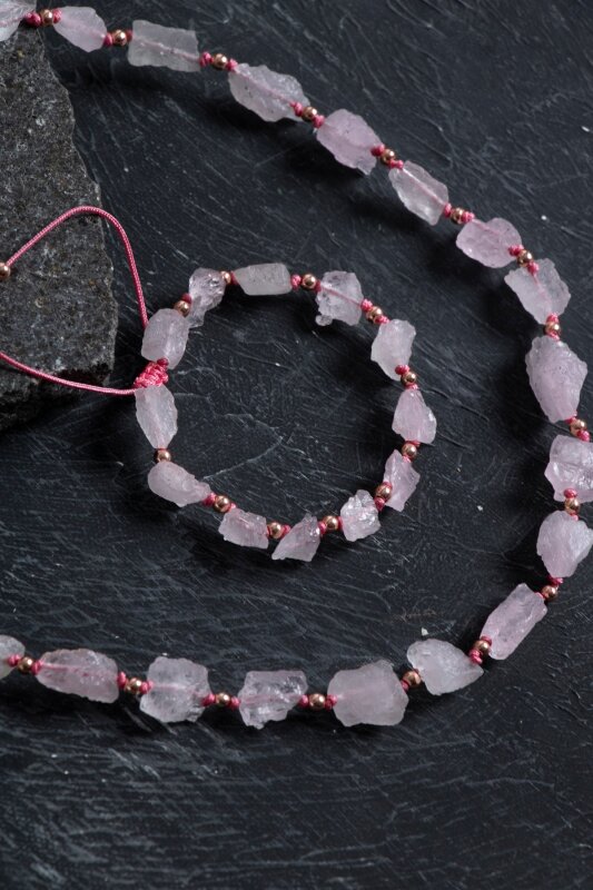 Sertifikalı Ham Pembe Kuvars Doğaltaş Takım - 3