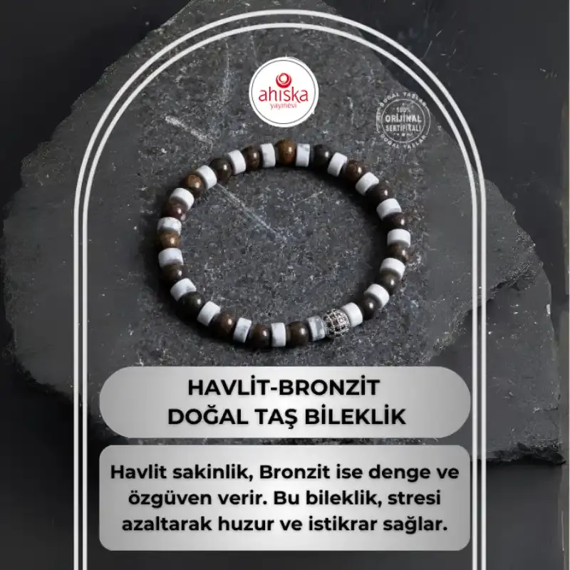Sertifikalı Havlit, Bronzit Zirkon Aparat Doğal Taş Bileklik