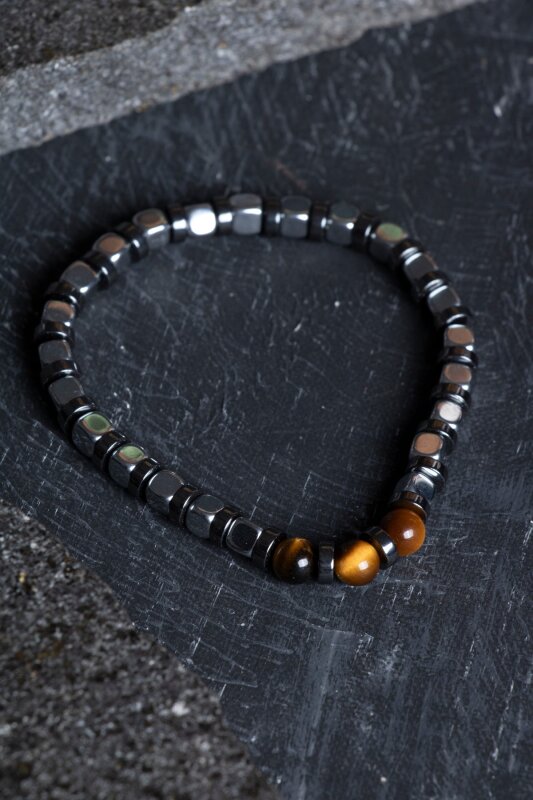 Sertifikalı Hematit, Kaplan Gözü Doğal Taş Bileklik (SK:186) - Doğal Taş