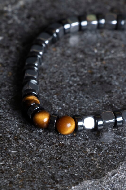 Sertifikalı Hematit, Kaplan Gözü Doğal Taş Bileklik (SK:186) - 3