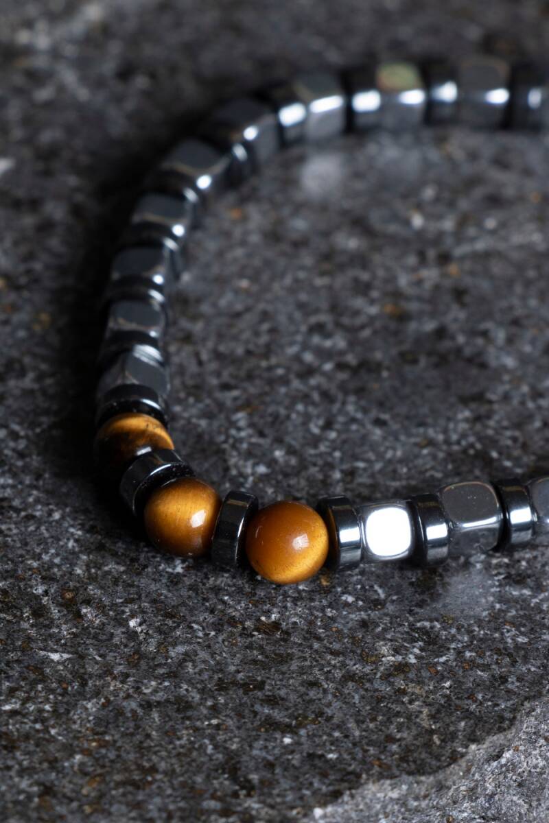 Sertifikalı Hematit, Kaplan Gözü Doğal Taş Bileklik (SK:186) - 3