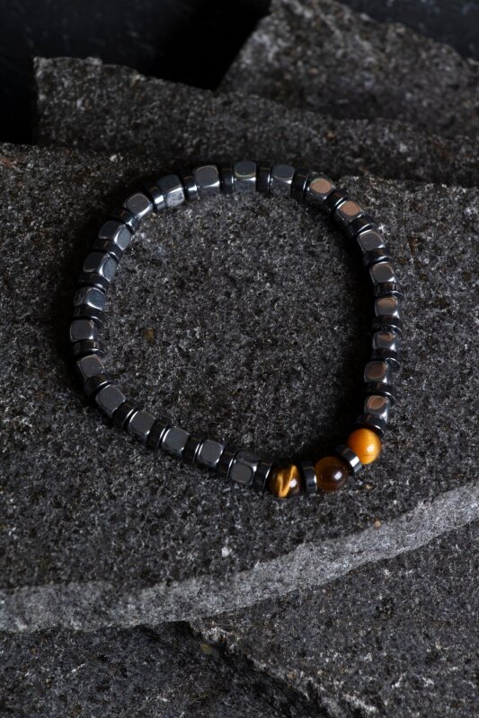 Sertifikalı Hematit, Kaplan Gözü Doğal Taş Bileklik (SK:186) - 4