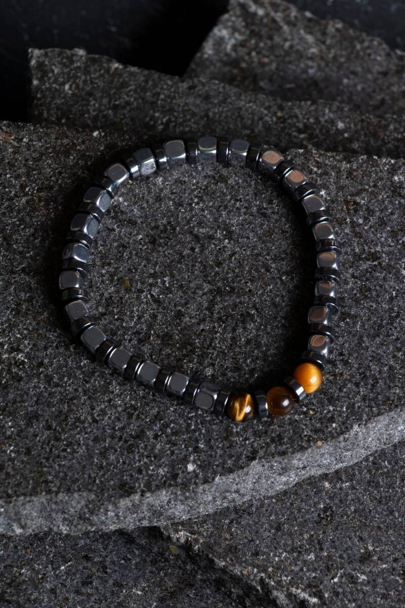 Sertifikalı Hematit, Kaplan Gözü Doğal Taş Bileklik (SK:186) - 4