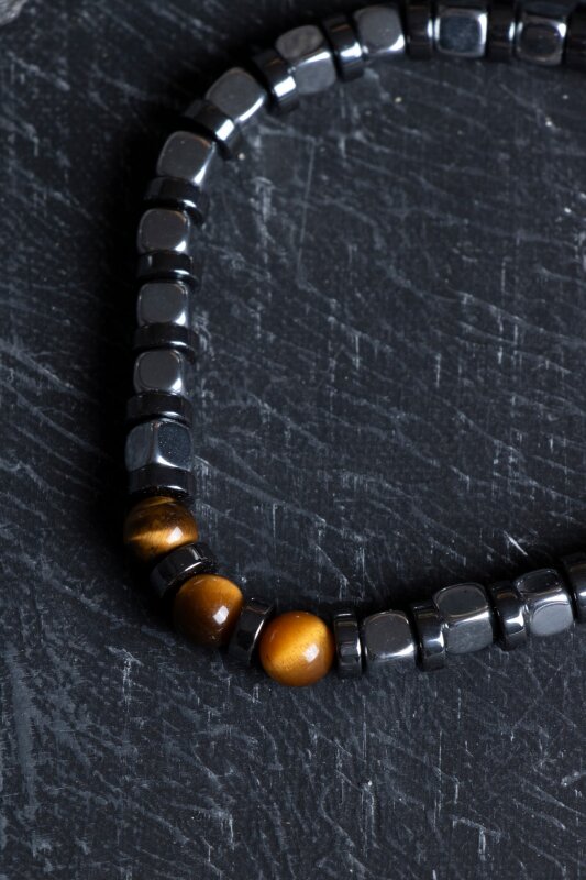 Sertifikalı Hematit, Kaplan Gözü Doğal Taş Bileklik (SK:186) - 5