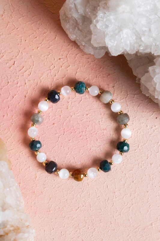 Sertifikalı Hint Akik, Selenit Doğal Taş Bileklik (SK:088) - Doğal Taş