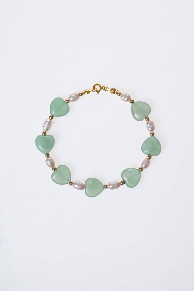 Sertifikalı İnci, Aventurin Gümüş Kapama Doğal Taş Bileklik (SK:372) - 5