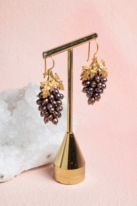 Sertifikalı İnci Doğal Taşlı El İşçiliği Tasarım Gümüş Küpe - Doğal Taş