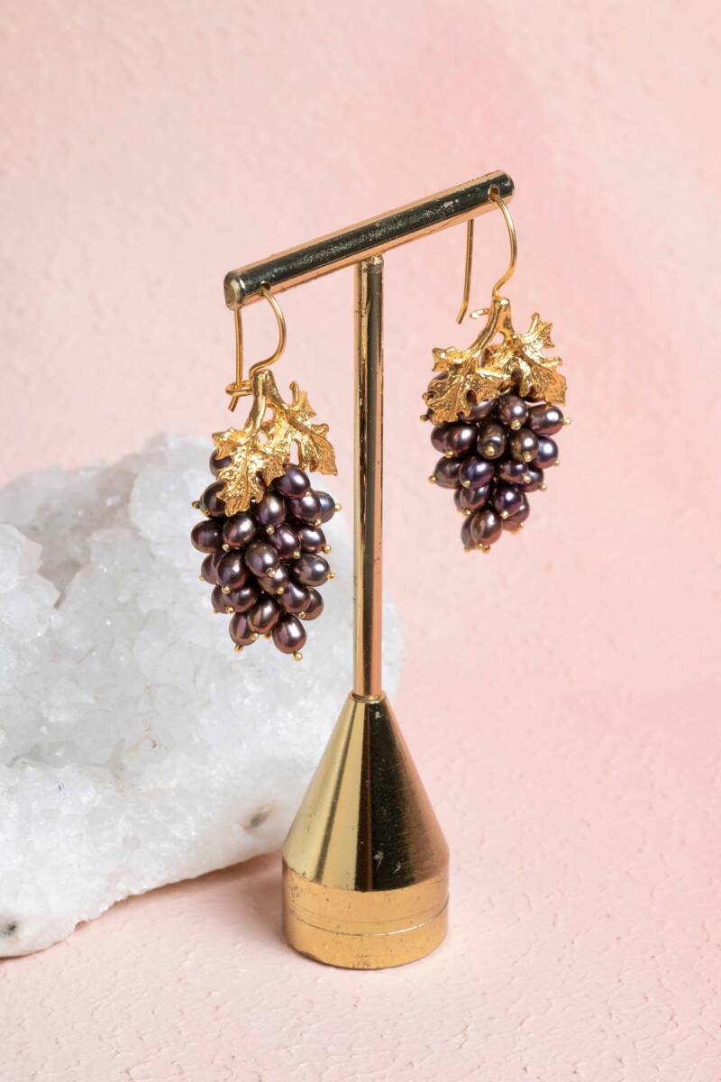 Sertifikalı İnci Doğal Taşlı El İşçiliği Tasarım Gümüş Küpe - 1