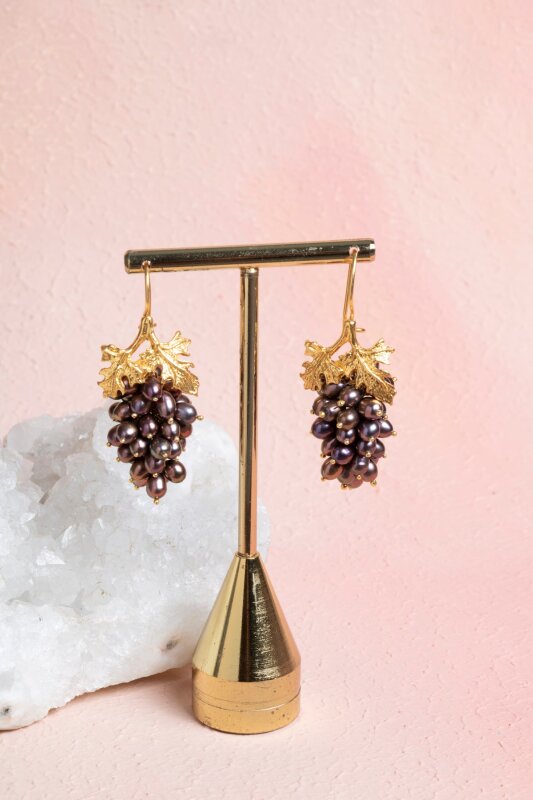 Sertifikalı İnci Doğal Taşlı El İşçiliği Tasarım Gümüş Küpe - 3