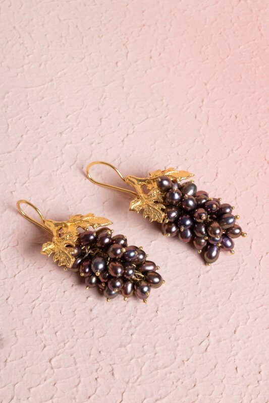 Sertifikalı İnci Doğal Taşlı El İşçiliği Tasarım Gümüş Küpe - 4