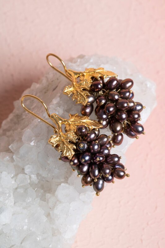 Sertifikalı İnci Doğal Taşlı El İşçiliği Tasarım Gümüş Küpe - 5