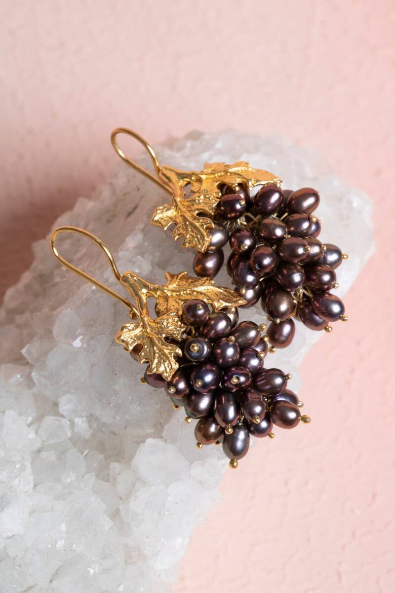 Sertifikalı İnci Doğal Taşlı El İşçiliği Tasarım Gümüş Küpe - 5