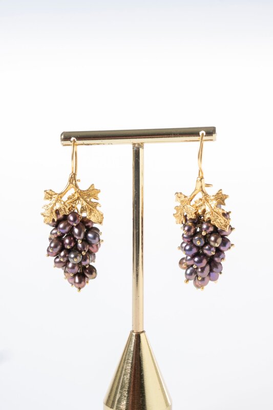 Sertifikalı İnci Doğal Taşlı El İşçiliği Tasarım Gümüş Küpe - 6