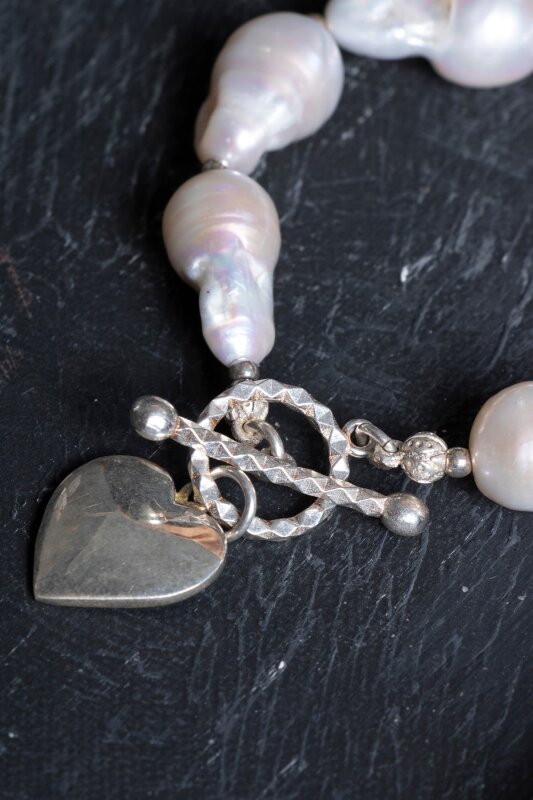 Sertifikalı İnci Gümüş Kalp Aparatlı Doğal Taş Bileklik (SK:235) - 4