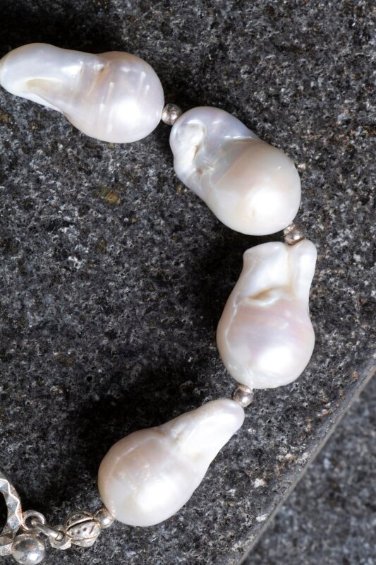 Sertifikalı İnci Gümüş Kalp Aparatlı Doğal Taş Bileklik (SK:235) - 5