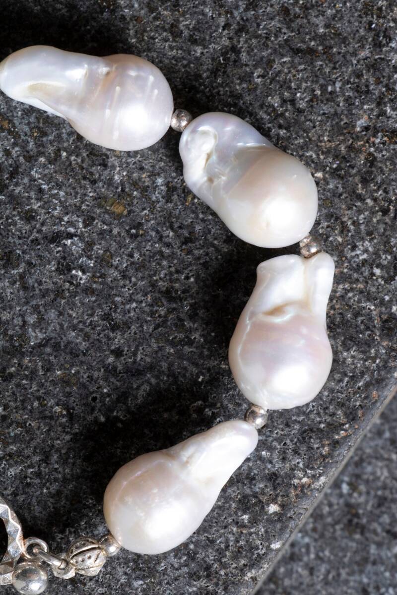 Sertifikalı İnci Gümüş Kalp Aparatlı Doğal Taş Bileklik (SK:235) - 5