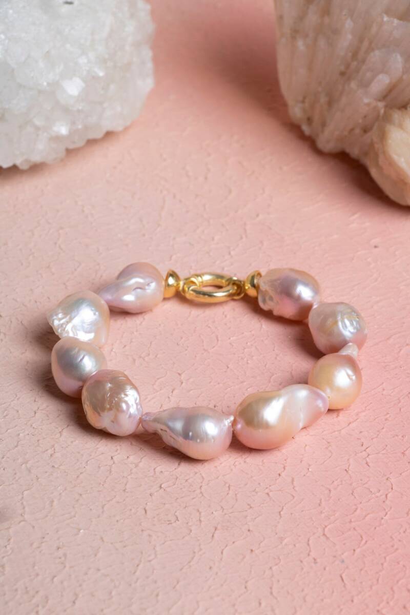 Sertifikalı İnci Gümüş Kapama Doğal Taş Bileklik (SK:375) - 1