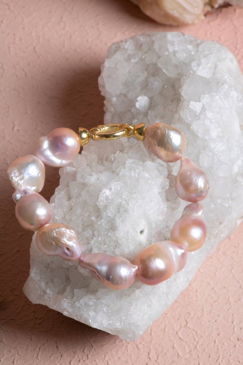 Sertifikalı İnci Gümüş Kapama Doğal Taş Bileklik (SK:375) - 3