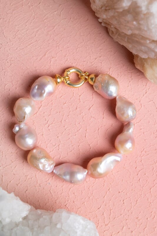 Sertifikalı İnci Gümüş Kapama Doğal Taş Bileklik (SK:375) - 4