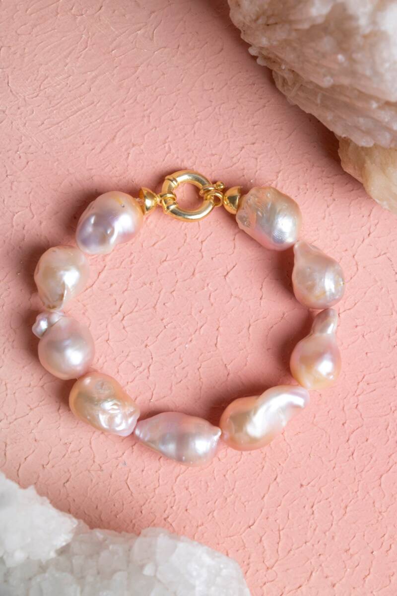 Sertifikalı İnci Gümüş Kapama Doğal Taş Bileklik (SK:375) - 4