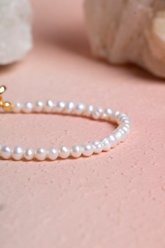 Sertifikalı İnci Gümüş Kapama Doğal Taş Bileklik (SK:381) - 3