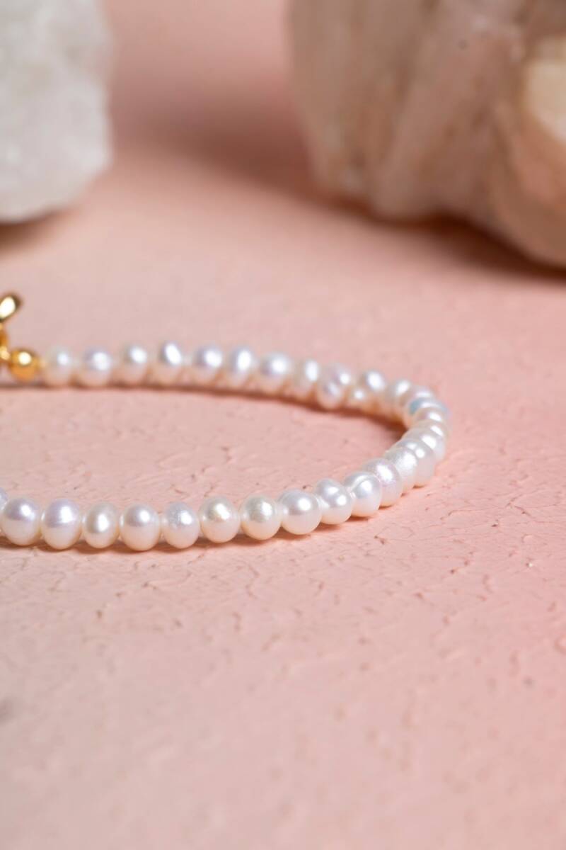 Sertifikalı İnci Gümüş Kapama Doğal Taş Bileklik (SK:381) - 3