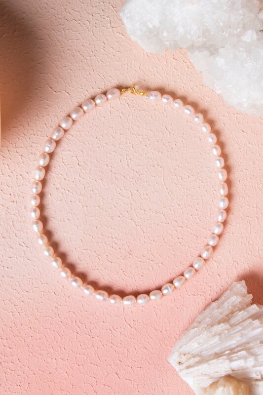 Sertifikalı İnci Gümüş Kapama Doğal Taş Kolye (SK:048) - Doğal Taş