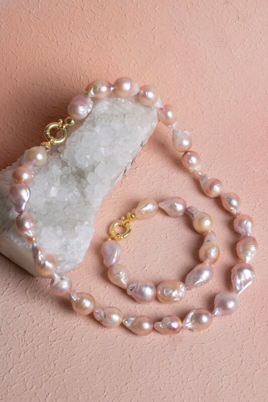 Sertifikalı İnci Gümüş Kapama Doğal Taş Set (SK:373) - Doğal Taş