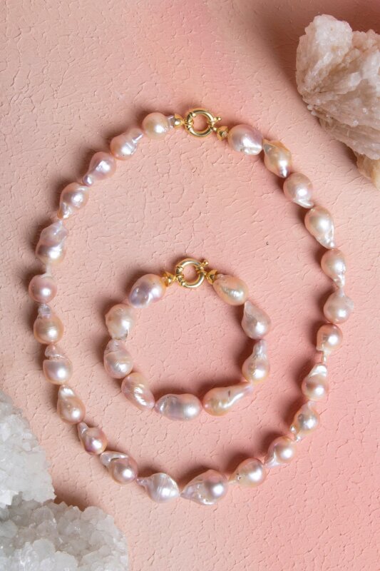 Sertifikalı İnci Gümüş Kapama Doğal Taş Set (SK:373) - 2