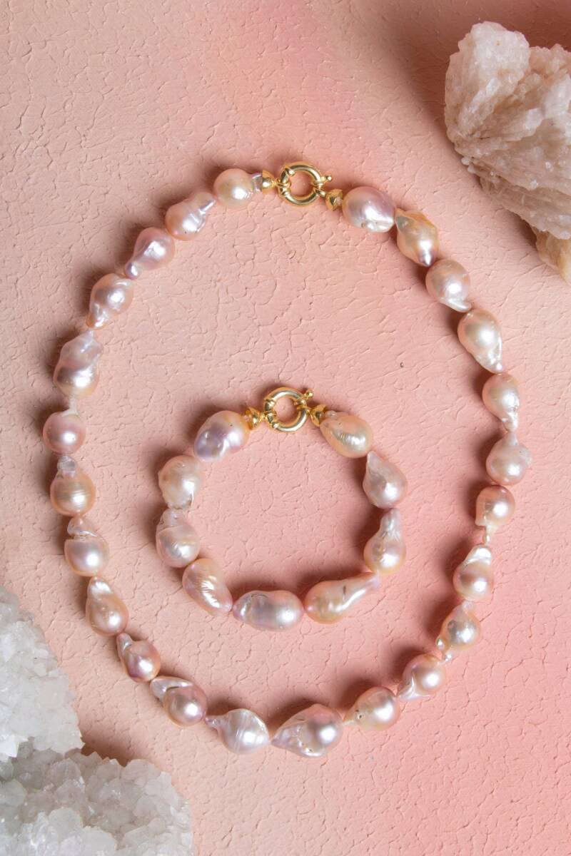 Sertifikalı İnci Gümüş Kapama Doğal Taş Set (SK:373) - 2