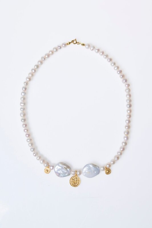 Sertifikalı İnci Gümüş Lale Aparatlı Doğal Taş Kolye (SK:021) - 6