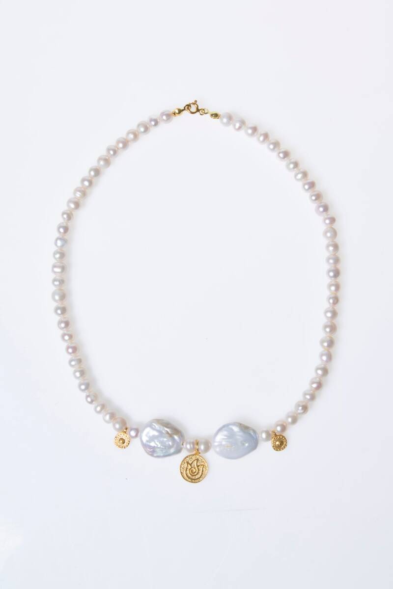 Sertifikalı İnci Gümüş Lale Aparatlı Doğal Taş Kolye (SK:021) - 6