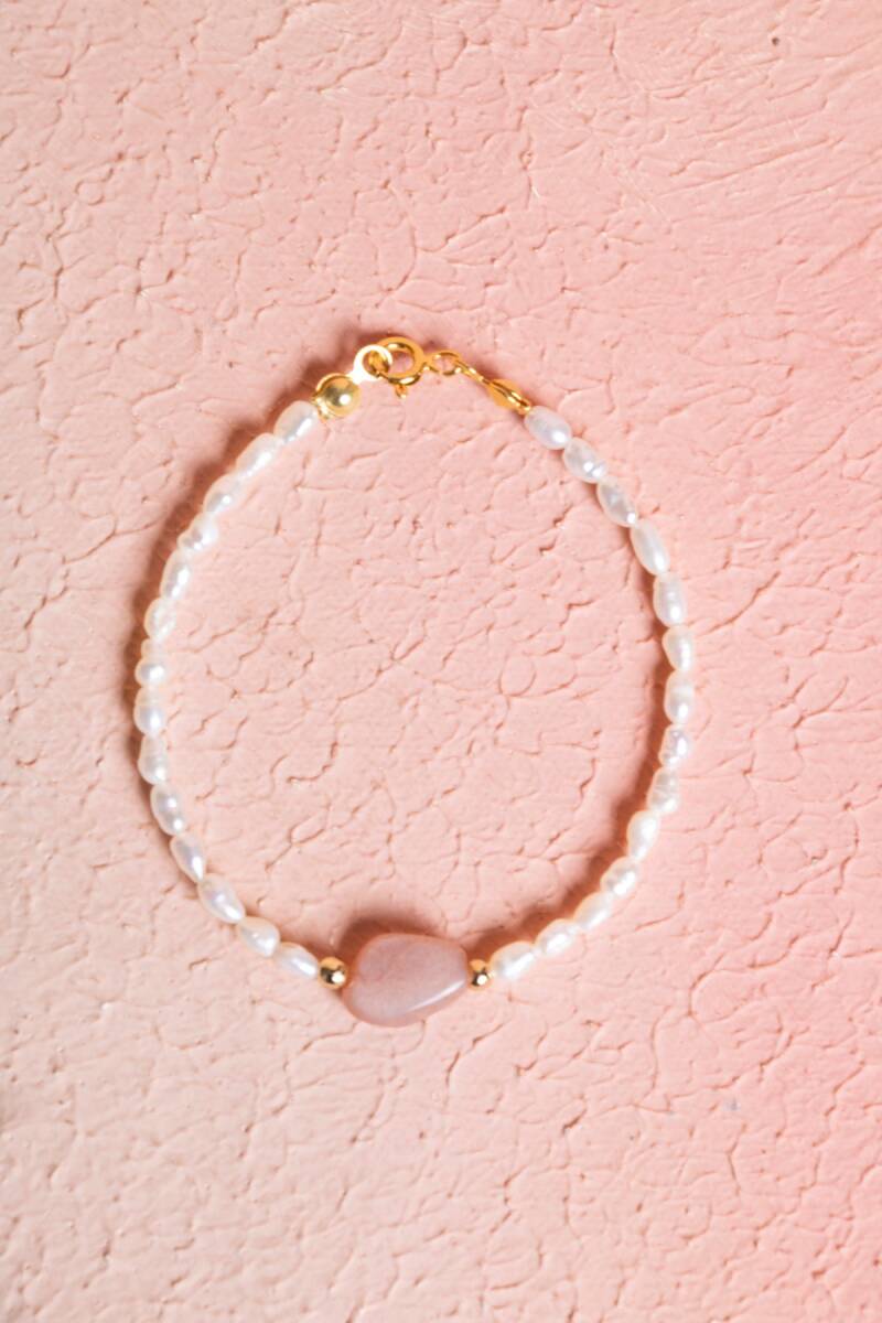 Sertifikalı İnci, Güneş Taşı Gümüş Kapama Doğal Taş Bileklik (SK:064) - 1