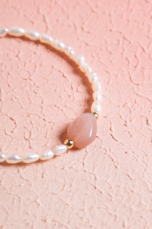 Sertifikalı İnci, Güneş Taşı Gümüş Kapama Doğal Taş Bileklik (SK:064) - 3