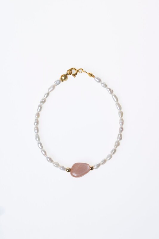 Sertifikalı İnci, Güneş Taşı Gümüş Kapama Doğal Taş Bileklik (SK:064) - 6