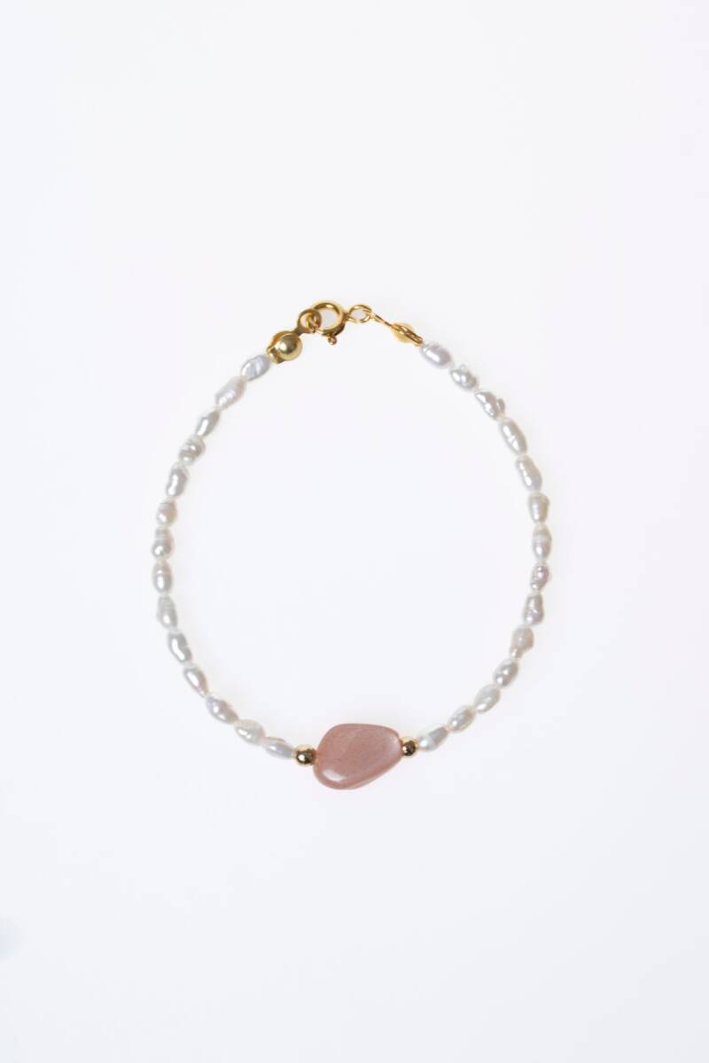 Sertifikalı İnci, Güneş Taşı Gümüş Kapama Doğal Taş Bileklik (SK:064) - 6