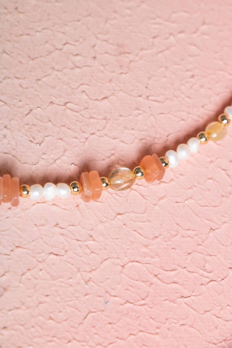 Sertifikalı İnci, Güneş Taşı, Hematit Doğal Taş Kolye (SK:024) - 3