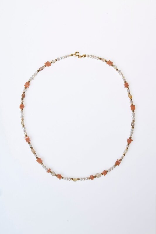 Sertifikalı İnci, Güneş Taşı, Hematit Doğal Taş Kolye (SK:024) - 4