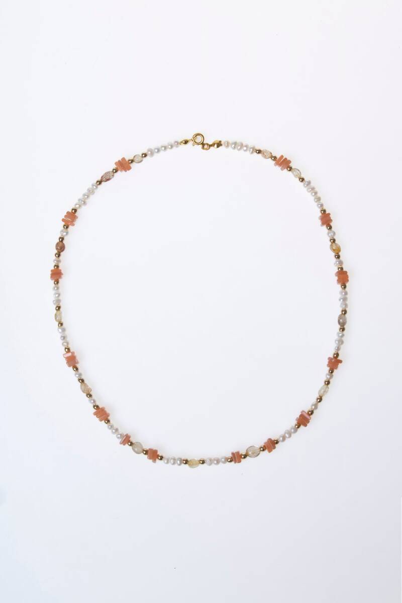 Sertifikalı İnci, Güneş Taşı, Hematit Doğal Taş Kolye (SK:024) - 4