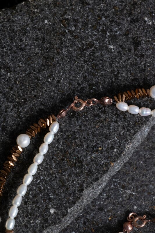 Sertifikalı İnci ve Hematit Doğaltaş Takım - 2