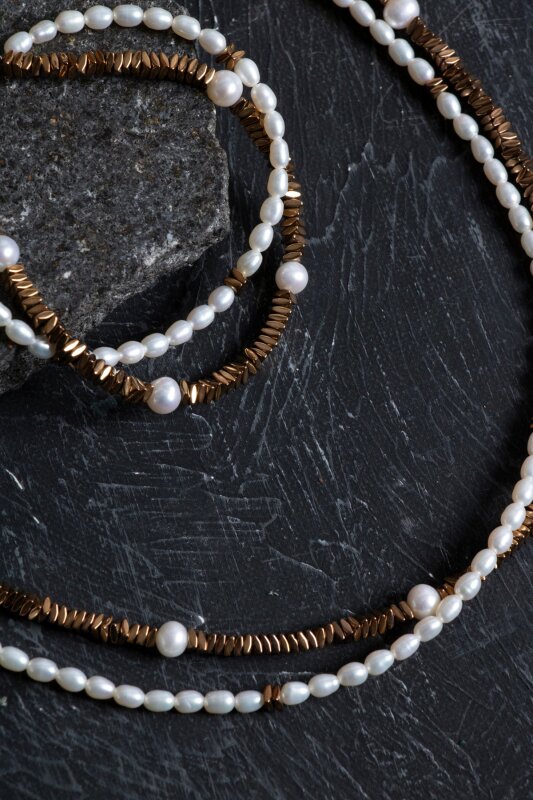 Sertifikalı İnci ve Hematit Doğaltaş Takım - 4