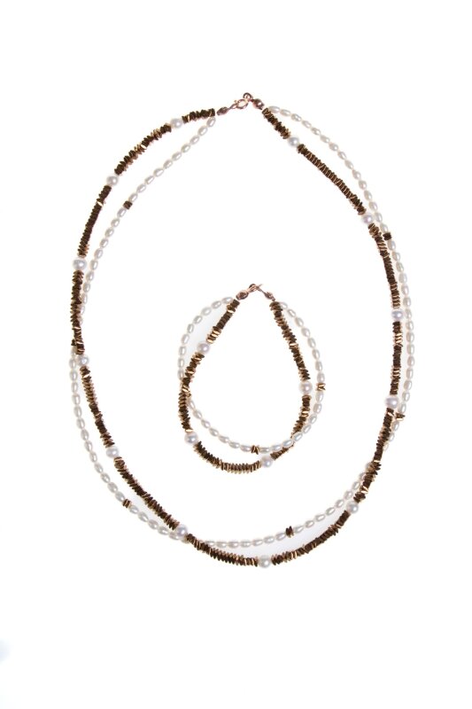 Sertifikalı İnci ve Hematit Doğaltaş Takım - 5